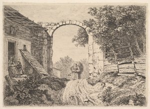 干し草を積んだ少女、ソルボーゲンの外、1817年 作： Johann Christian Erhard
