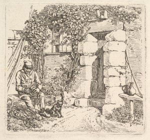 老人と彼のポメラニアン犬、1817年。