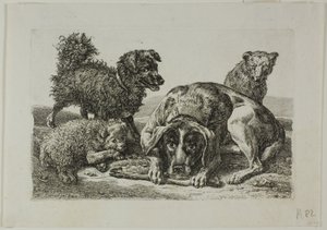Die Zweite Thierfolge からの 4 匹の犬 作： Johann Christian Reinhart