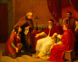 ブラマンテがラファエルを教皇ユリウス 2 世に贈呈、1836 年。 作： Johann Christian Riepenhausen