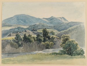 グロックニッツ近郊の川と山の風景 作： ヨハン・クリストフ・エアハルト