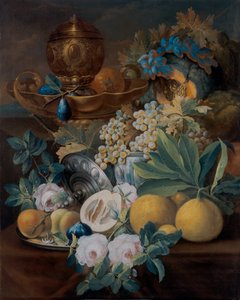 果物と花のある静物 作： Johann Conrad Eichler