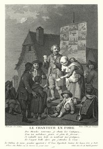 縁日の歌い手（版画 作： Johann Conrad Seekatz