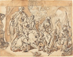 遊んでいる子供たちと幸せな家族 作： Johann Eleazar Schenau