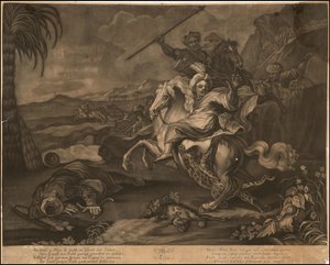 年頃1770年 アジアの寓意的メゾチント 作： ヨハン・エリアス・ライディンガー