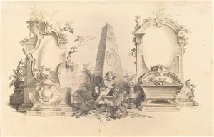 死の紋章を持つカルトゥーシュ・モデルヌ 作： Johann Esaias Nilson