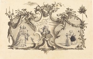 アウグスブルクのモードを表す子供を持つ現代のカートリッジ 作： Johann Esaias Nilson