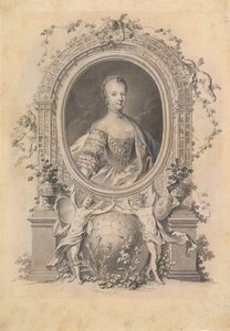 18世紀後半の装飾用フレームに収められた女王マリー・アントワネットの肖像画。 作： Johann Esaias Nilson