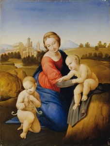 マドンナ・ウィズ・チャイルドとヨハネスクナーベン 作： Johann Evangelist Scheffer von Leonhardshoff