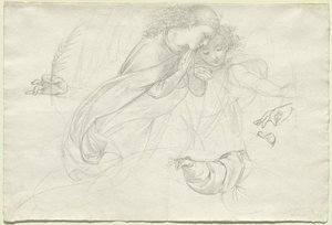 二人の嘆きの天使 (裏面) 作： Johann Evangelist Scheffer von Leonhardshoff