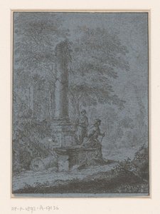 廃墟と二人の人物のある風景 作： Johann Friedrich Alexander Thiele