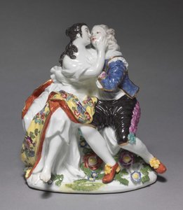 ドイツのマイセン磁器工場で製造された恋人たち、1740年頃 作： Johann Friedrich Eberlein