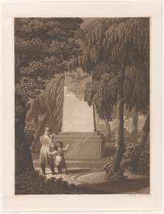 戦没将校の記念碑の前で子供を連れた男性 作： Johann Friedrich Frick