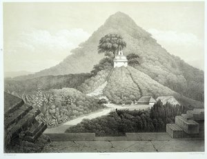パレンケの十字架の寺院の絵のような眺め、「メキシコの古代遺跡」からのプレート20、ヒューバートクレルジェ（1818-99）1866によって彫刻