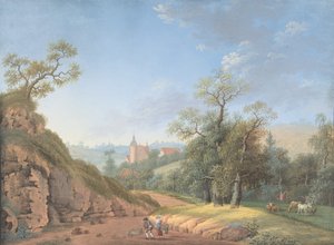 風景の中の農民の家族、18 世紀後半から 19 世紀。 作： Johann Friedrich Nagel