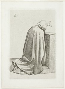 十字架と本を持つひざまずく巡礼者 作： Johann Friedrich Overbeck