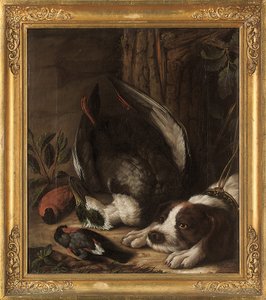 狩猟犬とその獲物、1768年 作： Johann Friedrich von Grooth