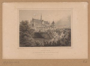 ライデンのホーグランド教会の眺め Leyden、De Hooglandsche kerk は、ブルクから見ることができます (オブジェクトのタイトル) 作： Johann Gabriel Friedrich Poppel