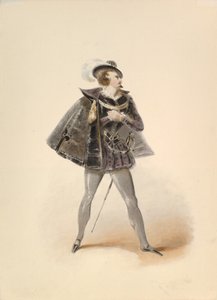 W.A.モーツァルトによる「後宮からの誘拐」におけるベルモンテの衣装習作。 1830-50。 作： Johann Georg Christoph Fries