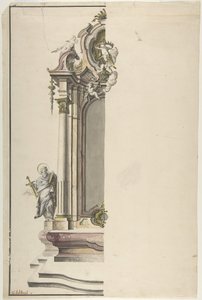 18 世紀半ば、左側に聖パウロがいる Aedicular 祭壇のデザイン。 作： Johann Georg Dirr