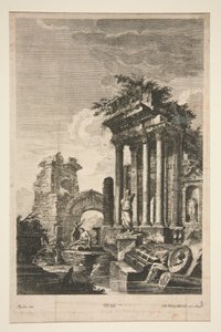 ローマ遺跡のあるカプリッチョ 作： Johann Georg Hertel