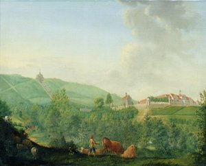 カッセル（ヴィルヘルムスヘーエ）近くのヴァイセンシュタイン城、1778 作： Johann Georg Pforr