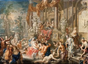 宮殿の前の噴水シーン、1731-1734。 作： Johann Georg Platzer