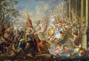 アマゾンの戦い、1730年頃（銅に油を塗る） 作： Johann Georg Platzer