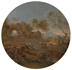 岩のアーチのある南部の風景 作： Johann Georg von Dillis