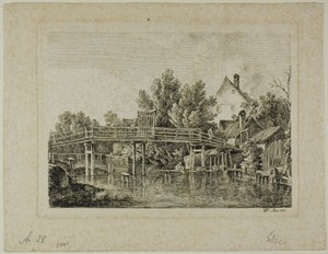 パリ、イザール川に架かる小さな橋 作： Johann Georg von Dillis