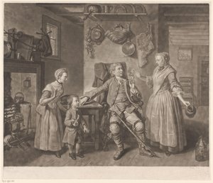 帰ってきた農夫役の俳優デヴィッド・ギャリックのポートレート 作： Johann Gottfried Haid