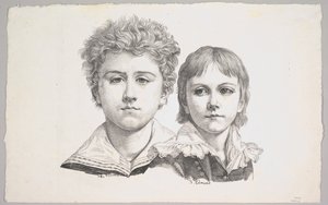 ラーベの子供たちの肖像：ヘルマン、14歳、エドモンド、7歳。また、正義の前の証明...、1822年。