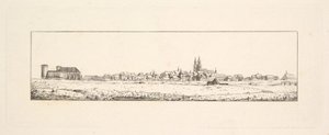 教会と高い切妻の家がある古い町の眺め.n.d. 作： Johann Gottfried Schadow