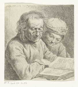 男と本を読んでいる少年 作： Johann Gottlieb Glume