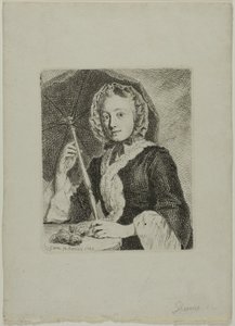 日傘を差す女（フリードリヒ・クリスチャン・グルーメ夫人、芸術家の義理の姉妹） 作： Johann Gottlieb Glume