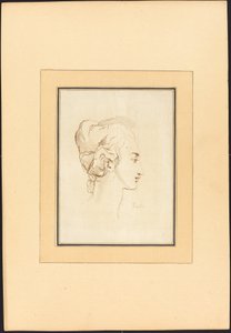 女性の頭 作： Johann Gottlieb Prestel after Guercino