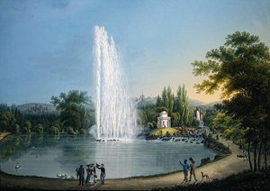 大噴水」1820年頃（カラーリトグラフ） 作： Johann Heinrich Bleuler