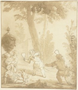 遊んでいる子供たちの寓意表現 作： Johann Heinrich Keller (II)
