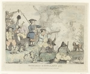 リハーサル オランダでのリハーサル 1787 (オブジェクトのタイトル) 1787 年のペイトリオッツに関する 4 つの英語の漫画 (シリーズ タイトル)