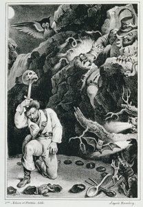 カールマリアフォンウェーバー（1786-1826）のオペラ「Der Freischutz」リトグラフ、Adam et Hosteinのシーン 作： Johann Heinrich Ramberg
