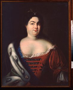 ロシアの女帝エカテリーナ1世の肖像 (旧姓マルテ・ヘレン・スカヴロンスカヤ (1684-1727)) (女帝エカテリーナ1世の肖像) - ヨハン・ハインリッヒ・ウェデキン (1674-1736) による絵画、キャンバスに油彩、18世紀初頭、ドイツ美術 18世紀 -状態 オープンエア 作： Johann Heinrich Wedekind