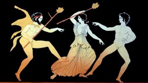 サテュロス、メナド、ディオニュソスの男性信奉者が熱狂的に踊る 1796 年頃 (銅版画) 作： Johann Heinrich Wilhelm Tischbein