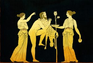 2つのマエナドがディオニソスc.1796にワインを提供