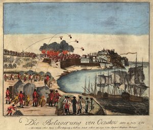 1788 年 12 月のオチャコフ要塞包囲戦。 作： Johann Hieronymus Loeschenkohl