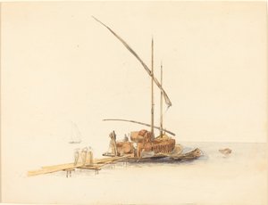 ヴヴェイの帆船に積み込まれたワイン樽 作： Johann Jacob Ulrich