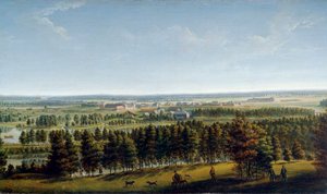 ガッチナ宮殿から見た宮殿公園、1790年代。