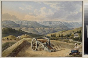 キスロヴォツク要塞 (北コーカサス)。 山のバッテリー。 キスロヴォツク要塞。 山のバッテリー。 Johann Jakob Meier (1787-1858) の作品、紙に水彩、1843 年頃。19 世紀のドイツの芸術。 州立 A. プーシキン美術館 作： Johann Jakob Meyer