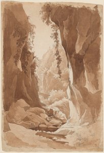 ソレントの近くの川の峡谷に突き出た崖 (直腸) 作： Johann Joachim Faber