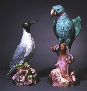 オーガスタス・レックス・マイセンのアジサシとインコのフィギュア（磁器 作： Johann Joachim Kaendler