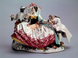 ラップドッグを持つ女性、1737年。 作： Johann Joachim Kaendler